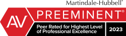Martindale Hubbell AV Preeminent Peer Rated For Highest Level Of Professional Excellence 2023